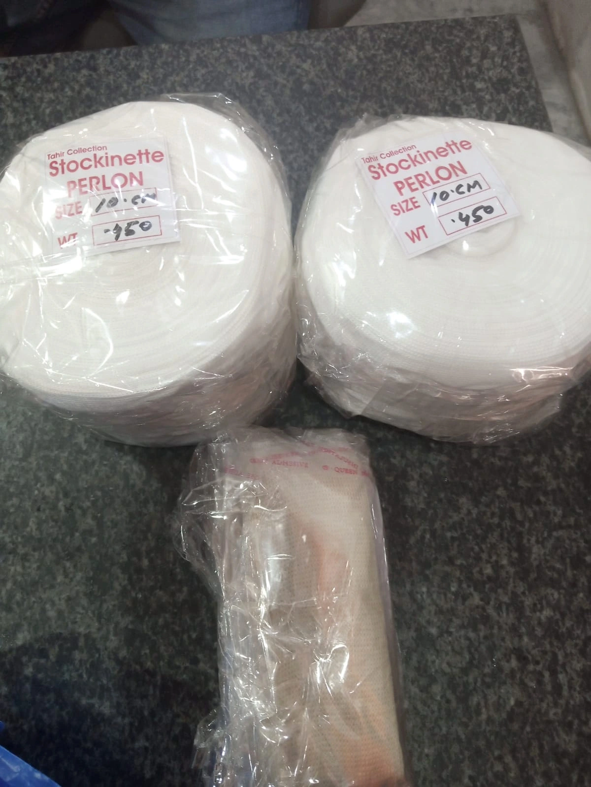 Labelled Perlon stockinette packs