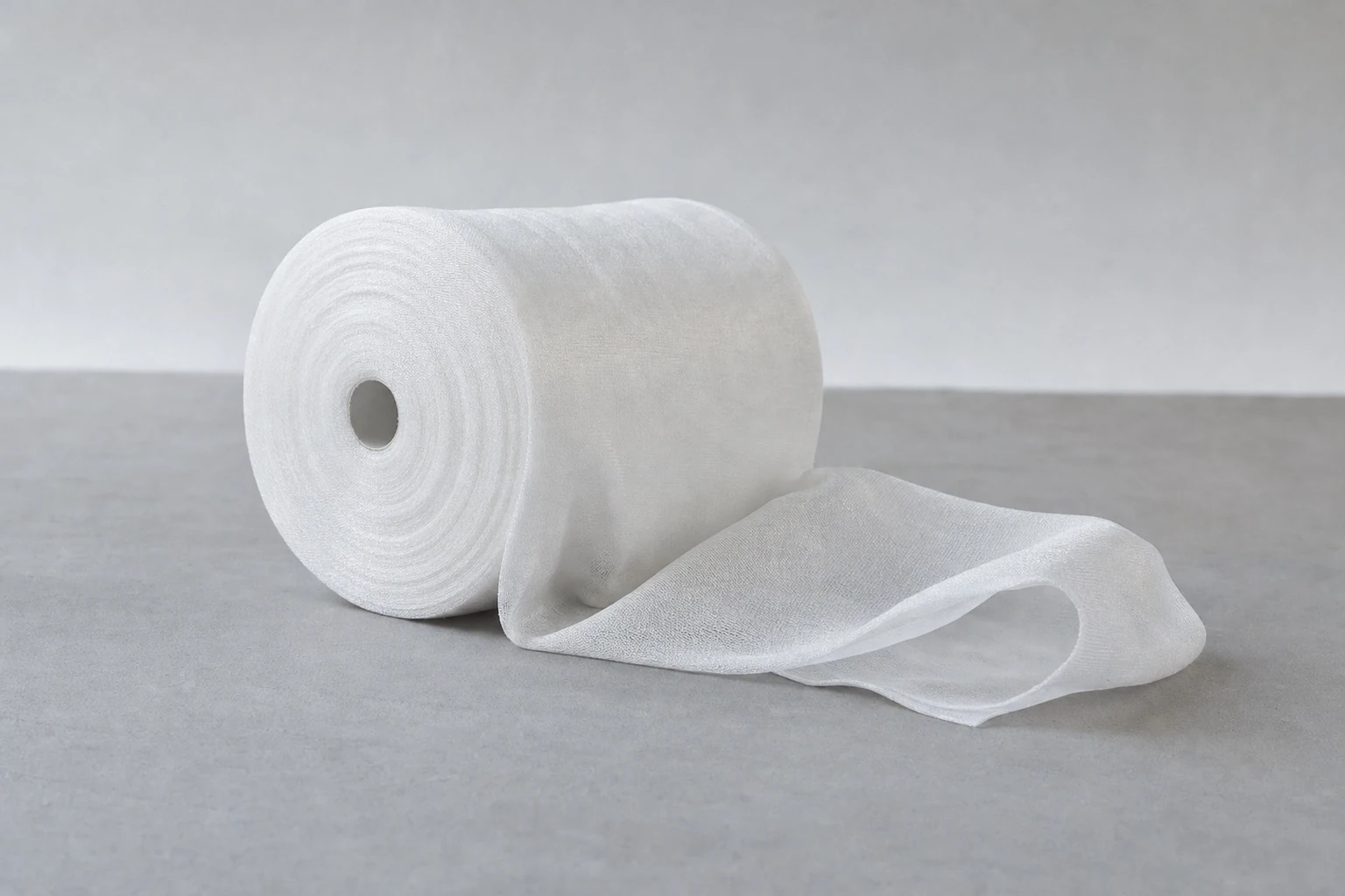 Nylon stockinette roll with an open unrolled tube